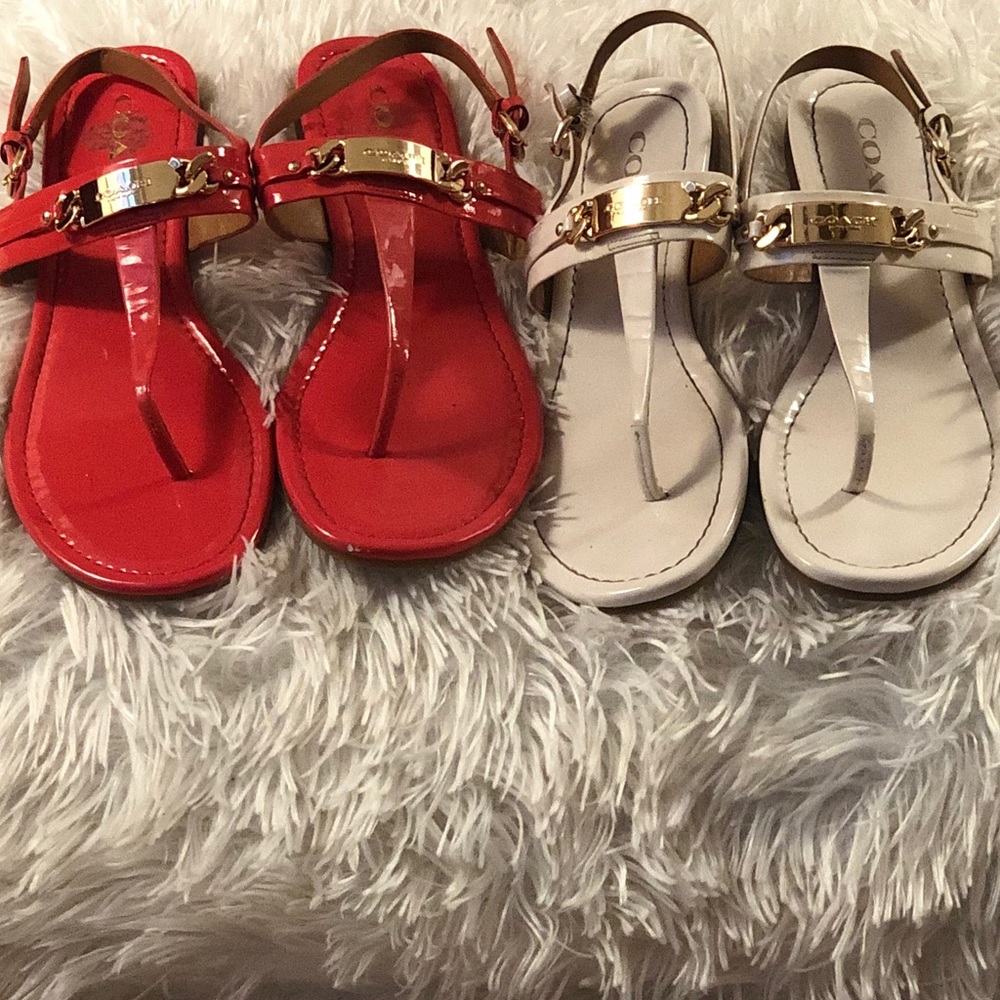 Twin pair of coach sandals